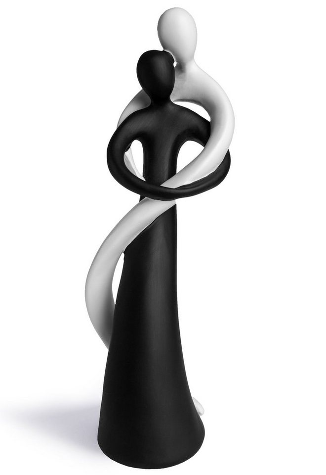 Feinknick Dekofigur Harmonisches Paar in Schwarz & Weiß - stilvolles Symbol für Liebe, handbemalte Skulptur aus Marmorit 27cm hoch von Feinknick