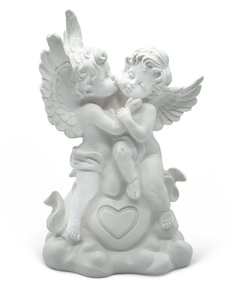Feinknick Engelfigur Mit Herz, großes Engelpaar 25 cm aus hochwertigem Marmorit in weiß von Feinknick