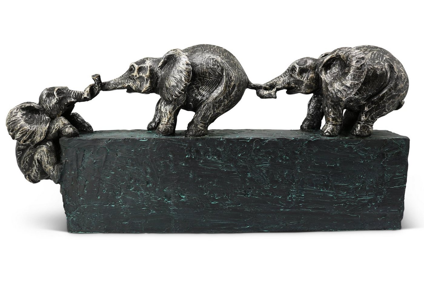 Feinknick Skulptur Familienbande - Zeitloses Symbol für Zusammenhalt in Familie & Team, Elefanten Dekoration aus Marmorit-Polyresin 43 cm lang von Feinknick