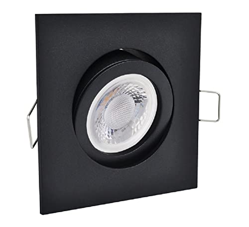 feinlux® LED Einbaustrahler flach schwarz eckig 230V stufenlos dimmbar moderne Einbauleuchte (Lichtfarbe warmweiß/2700K) von feinlux