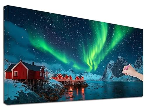 Diamond Painting Aurora, 80x180 cm Diamond Painting Erwachsene Groß XXL, 5D Diamant Painting Bilder Landschaft für Erwachsene Anfänger, Weihnachtsdeko Mosaikherstellung Bastelset für Wanddeko, G-49 von Feionnug