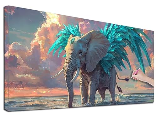 Diamond Painting Elefant, 60x140 cm Diamond Painting Erwachsene Groß XXL, 5D Diamant Painting Bilder Flügel für Erwachsene Anfänger, Weihnachtsdeko Mosaikherstellung Bastelset für Wanddeko, G-05 Diamond Painting Elefant, 60x140 cm Diamond Painting Erwachsene Groß XXL, 5D Diamant Painting Bilder Flügel für Erwachsene Anfänger, Weihnachtsdeko Mosaikherstellung Bastelset für Wanddeko, G-05 von Feionnug