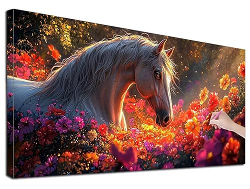 Diamond Painting Pferd, 80x180 cm Diamond Painting Erwachsene Groß XXL, 5D Diamant Painting Bilder Blumen für Erwachsene Anfänger, Weihnachtsdeko Mosaikherstellung Bastelset, Wanddeko, Geschenke, G-43 Diamond Painting Pferd, 80x180 cm Diamond Painting Erwachsene Groß XXL, 5D Diamant Painting Bilder Blumen für Erwachsene Anfänger, Weihnachtsdeko Mosaikherstellung Bastelset, Wanddeko, Geschenke, G-43 von Feionnug