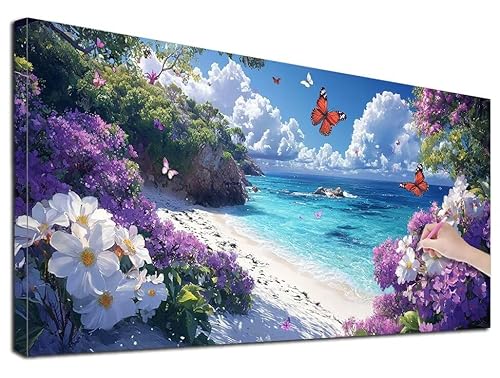 Diamond Painting Strand, 80x180 cm Diamond Painting Erwachsene Groß XXL, 5D Diamant Painting Bilder Schmetterling für Erwachsene Anfänger, Weihnachtsdeko Mosaikherstellung Bastelset für Wanddeko, G-41 Diamond Painting Strand, 80x180 cm Diamond Painting Erwachsene Groß XXL, 5D Diamant Painting Bilder Schmetterling für Erwachsene Anfänger, Weihnachtsdeko Mosaikherstellung Bastelset für Wanddeko, G-41 von Feionnug