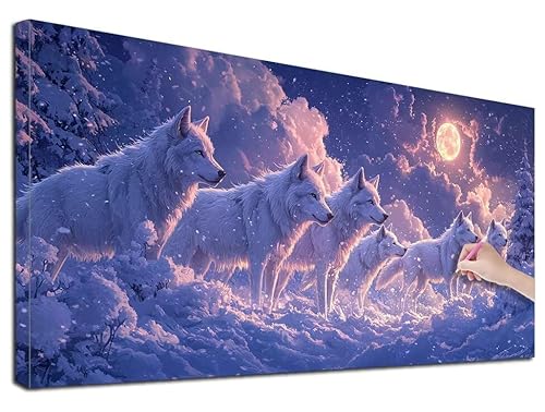 Diamond Painting Wolf, 60x140 cm Diamond Painting Erwachsene Groß XXL, 5D Diamant Painting Bilder Mond für Erwachsene Anfänger, Weihnachtsdeko Mosaikherstellung Bastelset, Zimmer Deko, Geschenke, G-27 Diamond Painting Wolf, 60x140 cm Diamond Painting Erwachsene Groß XXL, 5D Diamant Painting Bilder Mond für Erwachsene Anfänger, Weihnachtsdeko Mosaikherstellung Bastelset, Zimmer Deko, Geschenke, G-27 von Feionnug