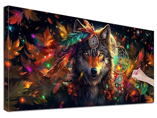 Diamond Painting Wolf, 80x180 cm Diamond Painting Erwachsene Groß XXL, 5D Diamant Painting Bilder Traumfänger für Erwachsene Anfänger, Weihnachtsdeko Mosaikherstellung Bastelset für Wanddeko, G-29 Diamond Painting Wolf, 80x180 cm Diamond Painting Erwachsene Groß XXL, 5D Diamant Painting Bilder Traumfänger für Erwachsene Anfänger, Weihnachtsdeko Mosaikherstellung Bastelset für Wanddeko, G-29 von Feionnug