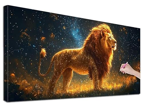 Diamond Painting XXL 40x90 cm Diamond Painting Löwe für Erwachsene, DIY Eckige Vollbohrer Tiere Diamond-Painting Set, Mosaikherstellung Bastelset Erwachsene, Diamant Kunst Malerei für Wanddeko, G-00 Diamond Painting XXL 40x90 cm Diamond Painting Löwe für Erwachsene, DIY Eckige Vollbohrer Tiere Diamond-Painting Set, Mosaikherstellung Bastelset Erwachsene, Diamant Kunst Malerei für Wanddeko, G-00 von Feionnug