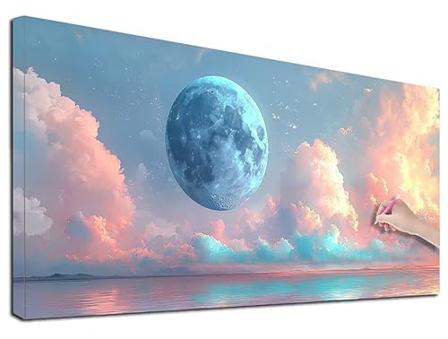 Diamond Painting XXL 50x110 cm Diamond Painting Mond für Erwachsene, DIY Eckige Vollbohrer Meer Diamond-Painting Set, Mosaikherstellung Bastelset Erwachsene, Diamant Kunst Malerei für Wanddeko, G-48 Diamond Painting XXL 50x110 cm Diamond Painting Mond für Erwachsene, DIY Eckige Vollbohrer Meer Diamond-Painting Set, Mosaikherstellung Bastelset Erwachsene, Diamant Kunst Malerei für Wanddeko, G-48 von Feionnug