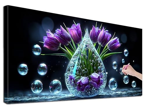 Diamond Painting XXL 60x140 cm Diamond Painting Tulpe für Erwachsene, DIY Eckige Vollbohrer Blumen Diamond-Painting Set, Mosaikherstellung Bastelset Erwachsene, Diamant Malerei für Wanddeko, H-32 von Feionnug