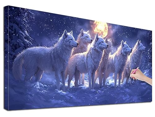 Diamond Painting XXL 60x140 cm Diamond Painting Wolf für Erwachsene, DIY Eckige Vollbohrer Mond Diamond-Painting Set, Mosaikherstellung Bastelset Erwachsene, Diamant Kunst Malerei für Wanddeko, G-30 Diamond Painting XXL 60x140 cm Diamond Painting Wolf für Erwachsene, DIY Eckige Vollbohrer Mond Diamond-Painting Set, Mosaikherstellung Bastelset Erwachsene, Diamant Kunst Malerei für Wanddeko, G-30 von Feionnug