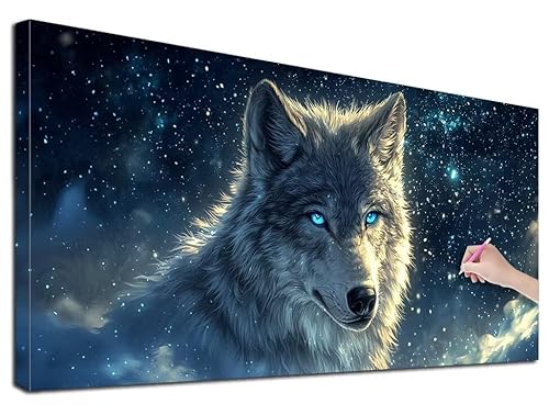 Diamond Painting XXL 80x180 cm Diamond Painting Wolf für Erwachsene, DIY Eckige Vollbohrer Tiere Diamond-Painting Set, Mosaikherstellung Bastelset Erwachsene, Diamant Kunst Malerei für Wanddeko, F-94 Diamond Painting XXL 80x180 cm Diamond Painting Wolf für Erwachsene, DIY Eckige Vollbohrer Tiere Diamond-Painting Set, Mosaikherstellung Bastelset Erwachsene, Diamant Kunst Malerei für Wanddeko, F-94 von Feionnug