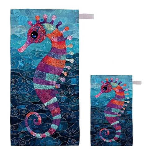 Strandtuch Abstrakt Strandtuch XXL 60x120cm/35x70cm, 2er Set Mikrofaser Handtuch Groß Saunahandtuch, Schnell Trocknend Stranddecke Sandfrei, Badetuch Leicht für Fitness Sporthandtuch Saunatuch E-99 von Feionnug