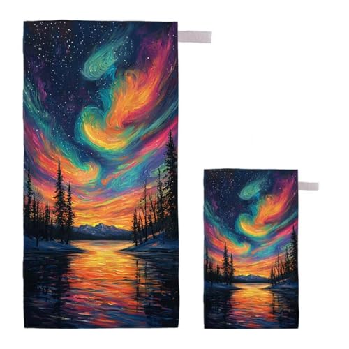 Strandtuch Aurora Strandtuch XXL 90x200cm/35x70cm, 2er Set Mikrofaser Handtuch Groß Saunahandtuch, Schnell Trocknend Stranddecke Sandfrei, Badetuch Leicht für Fitness Sporthandtuch Reisehandtuch I-9 Strandtuch Aurora Strandtuch XXL 90x200cm/35x70cm, 2er Set Mikrofaser Handtuch Groß Saunahandtuch, Schnell Trocknend Stranddecke Sandfrei, Badetuch Leicht für Fitness Sporthandtuch Reisehandtuch I-9 von Feionnug
