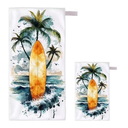 Strandtuch Baum Strandtuch XXL 100x200cm/35x70cm, 2er Set Mikrofaser Handtuch Groß Saunahandtuch, Schnell Trocknend Stranddecke Sandfrei, Badetuch Leicht für Fitness Sporthandtuch Reisehandtuch I-47 von Feionnug