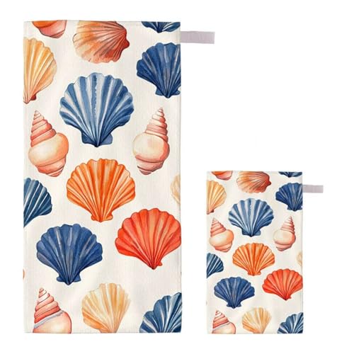 Strandtuch Beige Strandtuch XXL 70x140cm/35x70cm, 2er Set Mikrofaser Handtuch Groß Saunahandtuch, Schnell Trocknend Stranddecke Sandfrei, Badetuch Leicht für Fitness Sporthandtuch Reisehandtuch E-23 von Feionnug