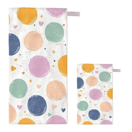 Strandtuch Bunt Strandtuch XXL 75x150cm/35x70cm, 2er Set Mikrofaser Handtuch Groß Saunahandtuch, Schnell Trocknend Stranddecke Sandfrei, Badetuch Leicht für Fitness Sporthandtuch Reisehandtuch E-25 von Feionnug