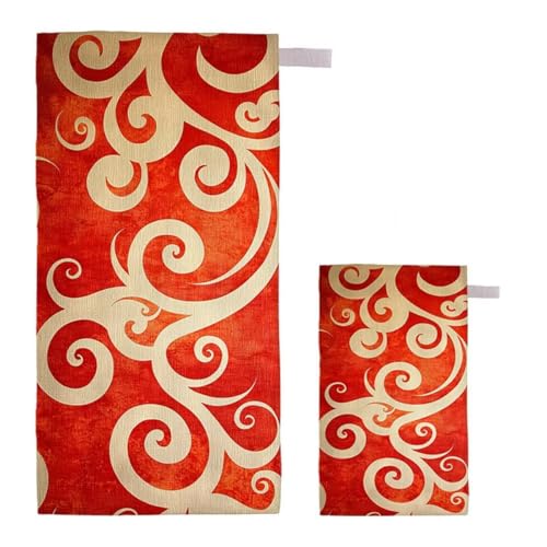 Strandtuch Einfachheit Strandtuch XXL 220x100cm/35x70cm, 2er Set Mikrofaser Handtuch Groß Saunahandtuch, Schnell Trocknend Stranddecke Sandfrei, Badetuch Leicht für Fitness Yogatuch Saunatuch I-45 von Feionnug