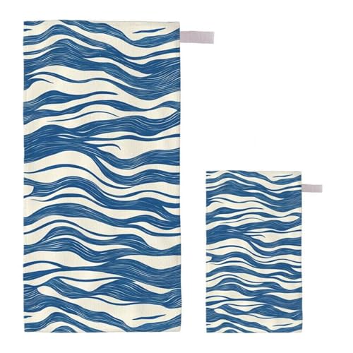 Strandtuch Einfachheit Strandtuch XXL 70x140cm/35x70cm, 2er Set Mikrofaser Handtuch Groß Saunahandtuch, Schnell Trocknend Stranddecke Sandfrei, Badetuch Leicht für Fitness Sporthandtuch Saunatuch G-27 von Feionnug