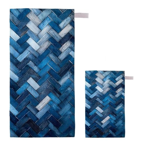 Strandtuch Geometrie Strandtuch XXL 100x200cm/35x70cm, 2er Set Mikrofaser Handtuch Groß Saunahandtuch, Schnell Trocknend Stranddecke Sandfrei, Badetuch Leicht für Fitness Sporthandtuch Saunatuch E-35 von Feionnug