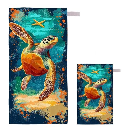 Strandtuch Meer Strandtuch XXL 70x140cm/35x70cm, 2er Set Mikrofaser Handtuch Groß Saunahandtuch, Schnell Trocknend Stranddecke Sandfrei, Badetuch Leicht für Fitness Sporthandtuch Reisehandtuch I-79 Strandtuch Meer Strandtuch XXL 70x140cm/35x70cm, 2er Set Mikrofaser Handtuch Groß Saunahandtuch, Schnell Trocknend Stranddecke Sandfrei, Badetuch Leicht für Fitness Sporthandtuch Reisehandtuch I-79 von Feionnug