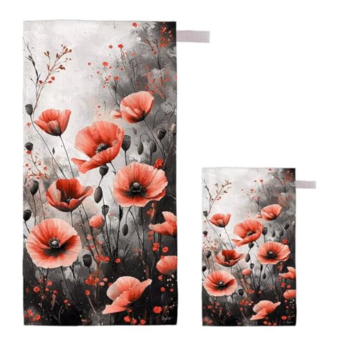 Strandtuch Mohn Strandtuch XXL 70x140cm/35x70cm, 2er Set Mikrofaser Handtuch Groß Saunahandtuch, Schnell Trocknend Stranddecke Sandfrei, Badetuch Leicht für Fitness Sporthandtuch Reisehandtuch I-13 Strandtuch Mohn Strandtuch XXL 70x140cm/35x70cm, 2er Set Mikrofaser Handtuch Groß Saunahandtuch, Schnell Trocknend Stranddecke Sandfrei, Badetuch Leicht für Fitness Sporthandtuch Reisehandtuch I-13 von Feionnug