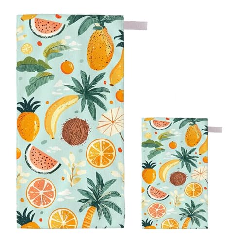 Strandtuch Obst Strandtuch XXL 70x140cm/35x70cm, 2er Set Mikrofaser Handtuch Groß Saunahandtuch, Schnell Trocknend Stranddecke Sandfrei, Badetuch Leicht für Fitness Sporthandtuch Reisehandtuch I-43 Strandtuch Obst Strandtuch XXL 70x140cm/35x70cm, 2er Set Mikrofaser Handtuch Groß Saunahandtuch, Schnell Trocknend Stranddecke Sandfrei, Badetuch Leicht für Fitness Sporthandtuch Reisehandtuch I-43 von Feionnug