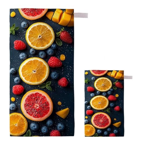Strandtuch Obst Strandtuch XXL 75x150cm/35x70cm, 2er Set Mikrofaser Handtuch Groß Saunahandtuch, Schnell Trocknend Stranddecke Sandfrei, Badetuch Leicht für Fitness Sporthandtuch Reisehandtuch H-16 Strandtuch Obst Strandtuch XXL 75x150cm/35x70cm, 2er Set Mikrofaser Handtuch Groß Saunahandtuch, Schnell Trocknend Stranddecke Sandfrei, Badetuch Leicht für Fitness Sporthandtuch Reisehandtuch H-16 von Feionnug