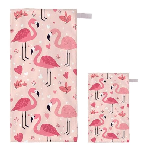 Strandtuch Rosa Strandtuch XXL 70x140cm/35x70cm, 2er Set Mikrofaser Handtuch Groß Saunahandtuch, Schnell Trocknend Stranddecke Sandfrei, Badetuch Leicht für Fitness Sporthandtuch Reisehandtuch I-87 von Feionnug
