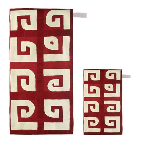 Strandtuch Rot Strandtuch XXL 75x150cm/35x70cm, 2er Set Mikrofaser Handtuch Groß Saunahandtuch, Schnell Trocknend Stranddecke Sandfrei, Badetuch Leicht für Fitness Sporthandtuch Reisehandtuch E-17 von Feionnug