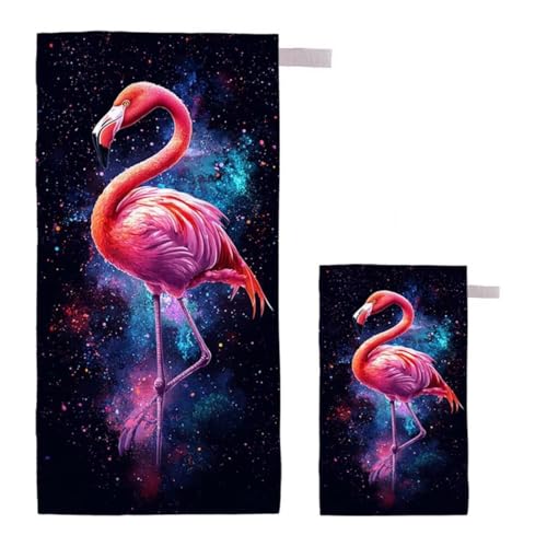 Strandtuch Schwarz Strandtuch XXL 60x120cm/35x70cm, 2er Set Mikrofaser Handtuch Groß Saunahandtuch, Schnell Trocknend Stranddecke Sandfrei, Badetuch Leicht für Fitness Sporthandtuch Reisehandtuch E-11 von Feionnug