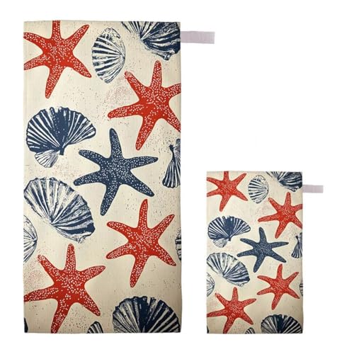 Strandtuch Seestern Strandtuch XXL 220x100cm/35x70cm, 2er Set Mikrofaser Handtuch Groß Saunahandtuch, Schnell Trocknend Stranddecke Sandfrei, Badetuch Leicht für Fitness Sporthandtuch Saunatuch H-58 Strandtuch Seestern Strandtuch XXL 220x100cm/35x70cm, 2er Set Mikrofaser Handtuch Groß Saunahandtuch, Schnell Trocknend Stranddecke Sandfrei, Badetuch Leicht für Fitness Sporthandtuch Saunatuch H-58 von Feionnug
