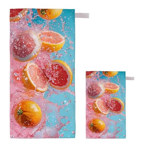 Strandtuch Sommer Strandtuch XXL 90x200cm/35x70cm, 2er Set Mikrofaser Handtuch Groß Saunahandtuch, Schnell Trocknend Stranddecke Sandfrei, Badetuch Leicht für Fitness Sporthandtuch Reisehandtuch I-39 von Feionnug