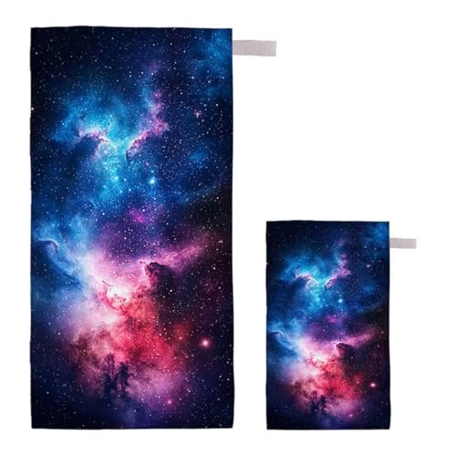 Strandtuch Sternenhimmel Strandtuch XXL 80x160cm/35x70cm, 2er Set Mikrofaser Handtuch Groß Saunahandtuch, Schnell Trocknend Stranddecke Sandfrei, Badetuch Leicht für Fitness Yogatuch Saunatuch G-99 von Feionnug