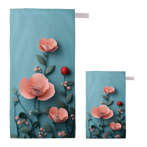 Strandtuch XXL 220x100cm/35x70cm 2er Set Mikrofaser Strandtuch, Schnelltrocknend Strandliege Kompakt Sandfrei Saunahandtuch mit Tasche, Mikrofaser Handtuch für Strand Reise (Entenei-Farbe) A-88 von Feionnug