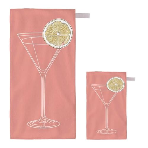 Strandtuch XXL 220x100cm/35x70cm 2er Set Mikrofaser Strandtuch, Schnelltrocknend Strandliege Kompakt Sandfrei Saunahandtuch mit Tasche, Mikrofaser Handtuch für Strand Reise Urlaub (Tasse) A-68 von Feionnug