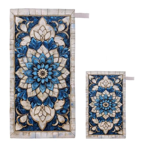 Strandtuch XXL 220x100cm/35x70cm 2er Set Mikrofaser Strandtuch, Schnelltrocknend Strandliege Kompakt Sandfrei Saunahandtuch mit Tasche, Mikrofaser Handtuch für Strand Reise Urlaub Camping (Boho) I-62 von Feionnug