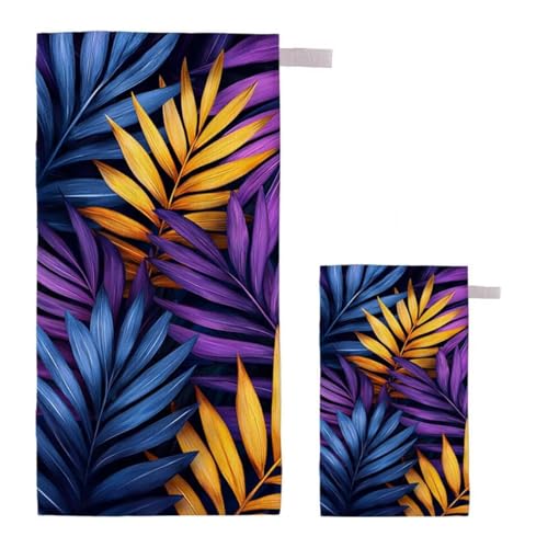 Strandtuch XXL 60x120cm/35x70cm 2er Set Mikrofaser Strandtuch, Schnelltrocknend Strandliege Kompakt Sandfrei Saunahandtuch mit Tasche, Mikrofaser Handtuch für Strand Reise Urlaub (Anlage) A-66 von Feionnug