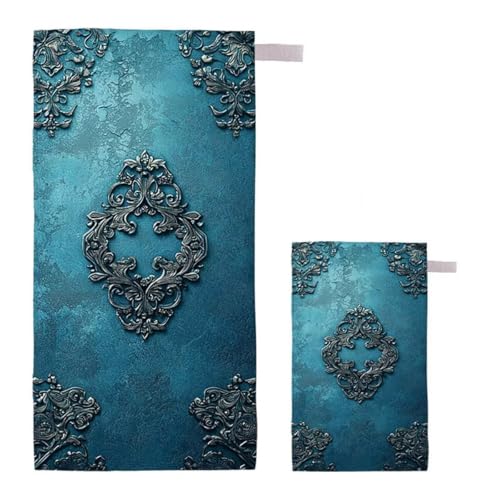 Strandtuch XXL 60x120cm/35x70cm 2er Set Mikrofaser Strandtuch, Schnelltrocknend Strandliege Kompakt Sandfrei Saunahandtuch mit Tasche, Mikrofaser Handtuch für Strand Reise Urlaub (Einfachheit) G-46 von Feionnug