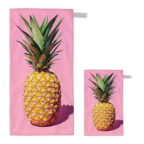 Strandtuch XXL 70x140cm/35x70cm 2er Set Mikrofaser Strandtuch, Schnelltrocknend Strandliege Kompakt Sandfrei Saunahandtuch mit Tasche, Mikrofaser Handtuch für Strand Reise Urlaub Camping (Rosa) I-70 von Feionnug