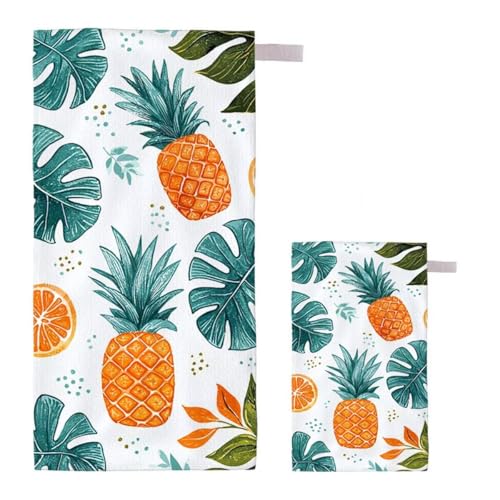 Strandtuch XXL 75x150cm/35x70cm 2er Set Mikrofaser Strandtuch, Schnelltrocknend Strandliege Kompakt Sandfrei Saunahandtuch mit Tasche, Mikrofaser Handtuch für Strand Reise Urlaub (Einfachheit) I-90 von Feionnug