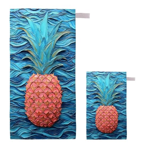 Strandtuch XXL 75x150cm/35x70cm 2er Set Mikrofaser Strandtuch, Schnelltrocknend Strandliege Kompakt Sandfrei Saunahandtuch mit Tasche, Mikrofaser Handtuch für Strand Reise Urlaub Camping (Blau) E-38 von Feionnug