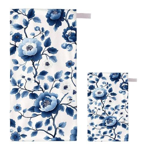 Strandtuch XXL 80x160cm/35x70cm 2er Set Mikrofaser Strandtuch, Schnelltrocknend Strandliege Kompakt Sandfrei Saunahandtuch mit Tasche, Mikrofaser Handtuch für Strand Reise Urlaub (Ländlich) H-73 von Feionnug