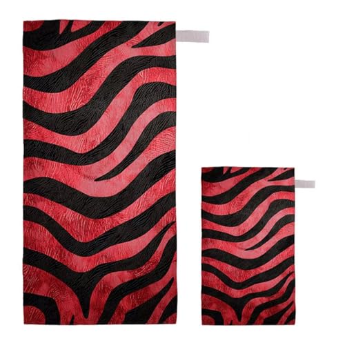 Strandtuch XXL 80x160cm/35x70cm 2er Set Mikrofaser Strandtuch, Schnelltrocknend Strandliege Kompakt Sandfrei Saunahandtuch mit Tasche, Mikrofaser Handtuch für Strand Reise Urlaub (Streifen) A-74 von Feionnug