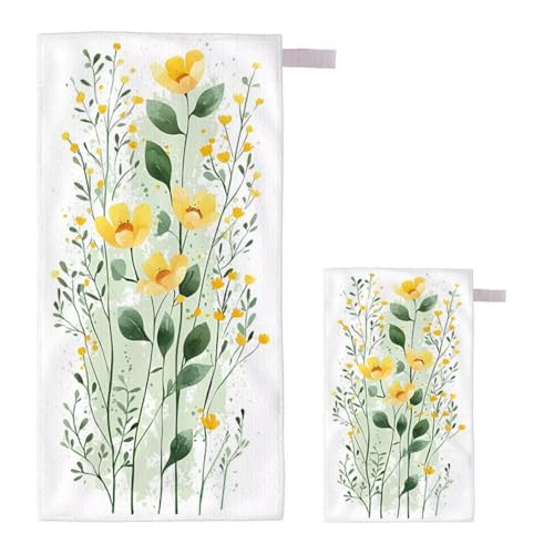 Strandtuch XXL 80x160cm/35x70cm 2er Set Mikrofaser Strandtuch, Schnelltrocknend Strandliege Kompakt Sandfrei Saunahandtuch mit Tasche, Mikrofaser Handtuch für Strand Reise Urlaub Camping (Blume) A-54 von Feionnug