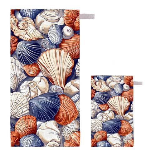 Strandtuch XXL 80x160cm/35x70cm 2er Set Mikrofaser Strandtuch, Schnelltrocknend Strandliege Kompakt Sandfrei Saunahandtuch mit Tasche, Mikrofaser Handtuch für Strand Reise Urlaub Camping (Hülse) E-22 von Feionnug