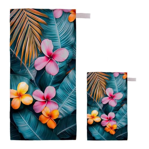 Strandtuch XXL 90x180cm/35x70cm 2er Set Mikrofaser Strandtuch, Schnelltrocknend Strandliege Kompakt Sandfrei Saunahandtuch mit Tasche, Mikrofaser Handtuch für Strand Reise Urlaub (Anlage) H-89 von Feionnug