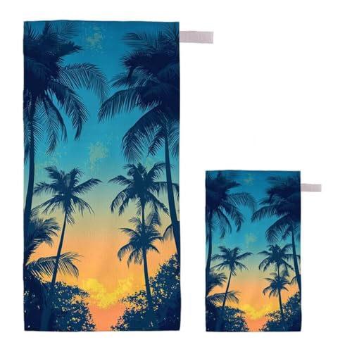 Strandtuch XXL 90x200cm/35x70cm 2er Set Mikrofaser Strandtuch, Schnelltrocknend Strandliege Kompakt Sandfrei Saunahandtuch mit Tasche, Mikrofaser Handtuch für Strand Reise Urlaub (Anlage) J-17 von Feionnug
