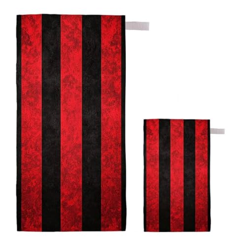 Strandtuch XXL 90x200cm/35x70cm 2er Set Mikrofaser Strandtuch, Schnelltrocknend Strandliege Kompakt Sandfrei Saunahandtuch mit Tasche, Mikrofaser Handtuch für Strand Reise Urlaub Camping (Rot) J-33 von Feionnug
