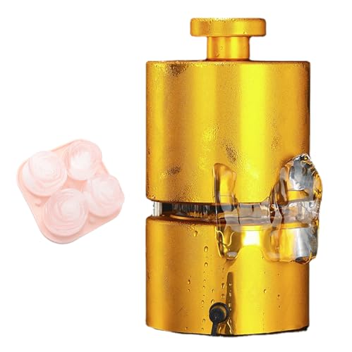 Feiphla EiswüRfelform FüR Cocktails Und Whiskey, Messing-EiswüRfel-Imprinter Klare EiswüRfel, Eispresse, Moderne Eisformen,FüR Whisky, Cocktail, Bourbon Rose-70mm von Feiphla