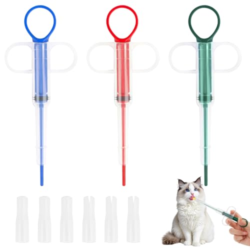 Feirdhoo 3 Stück Tabletteneingeber Katze und Hunde, Tablettengeber für Katzen, Pill Assist Haustierkatze, Tablettengeber Katze Wiederverwendbare Haustier Pet Pillenwerfer, Pusher Tablet von Feirdhoo